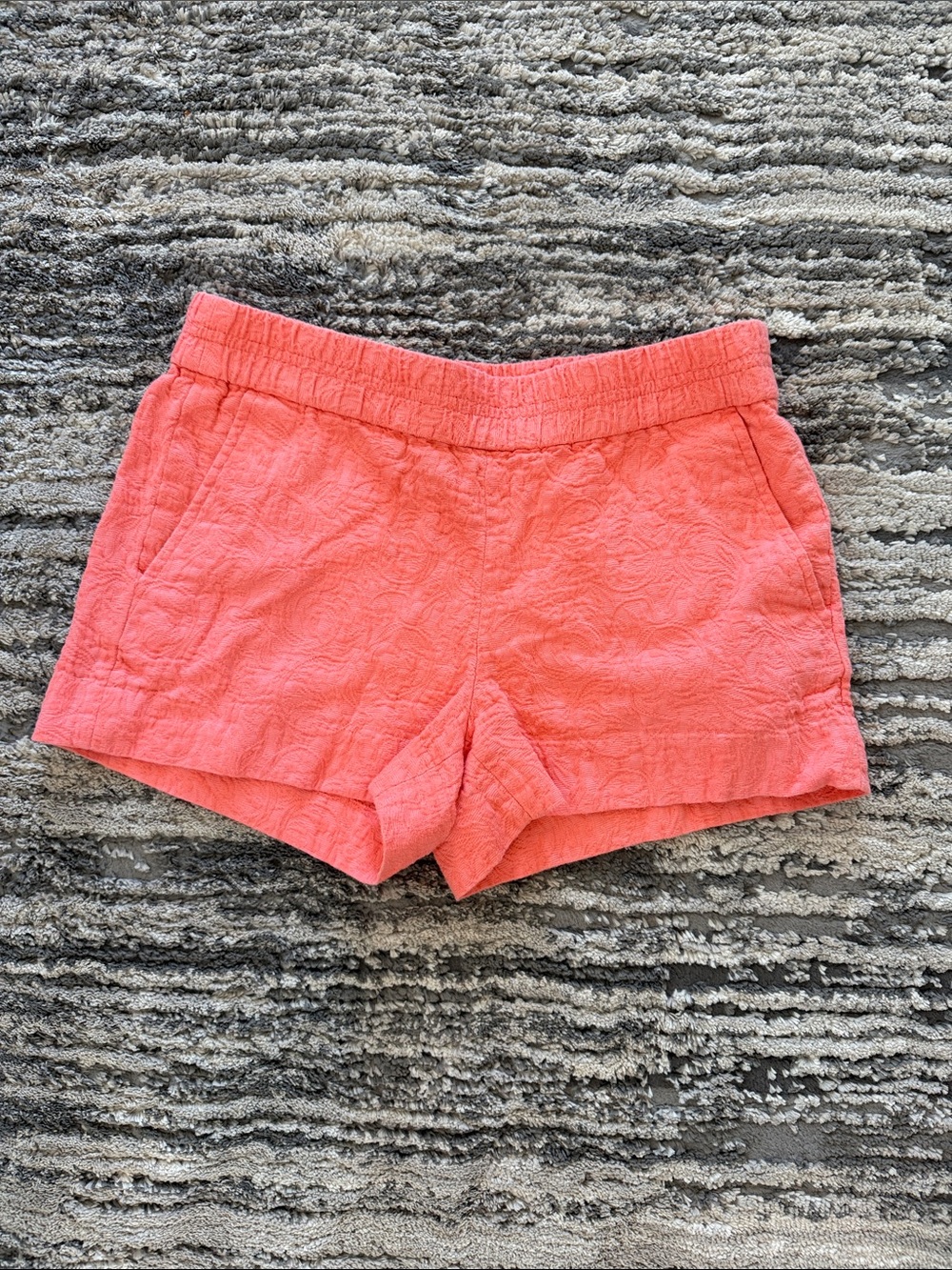 J. Crew Coral Textured Elastic-Waist Shorts